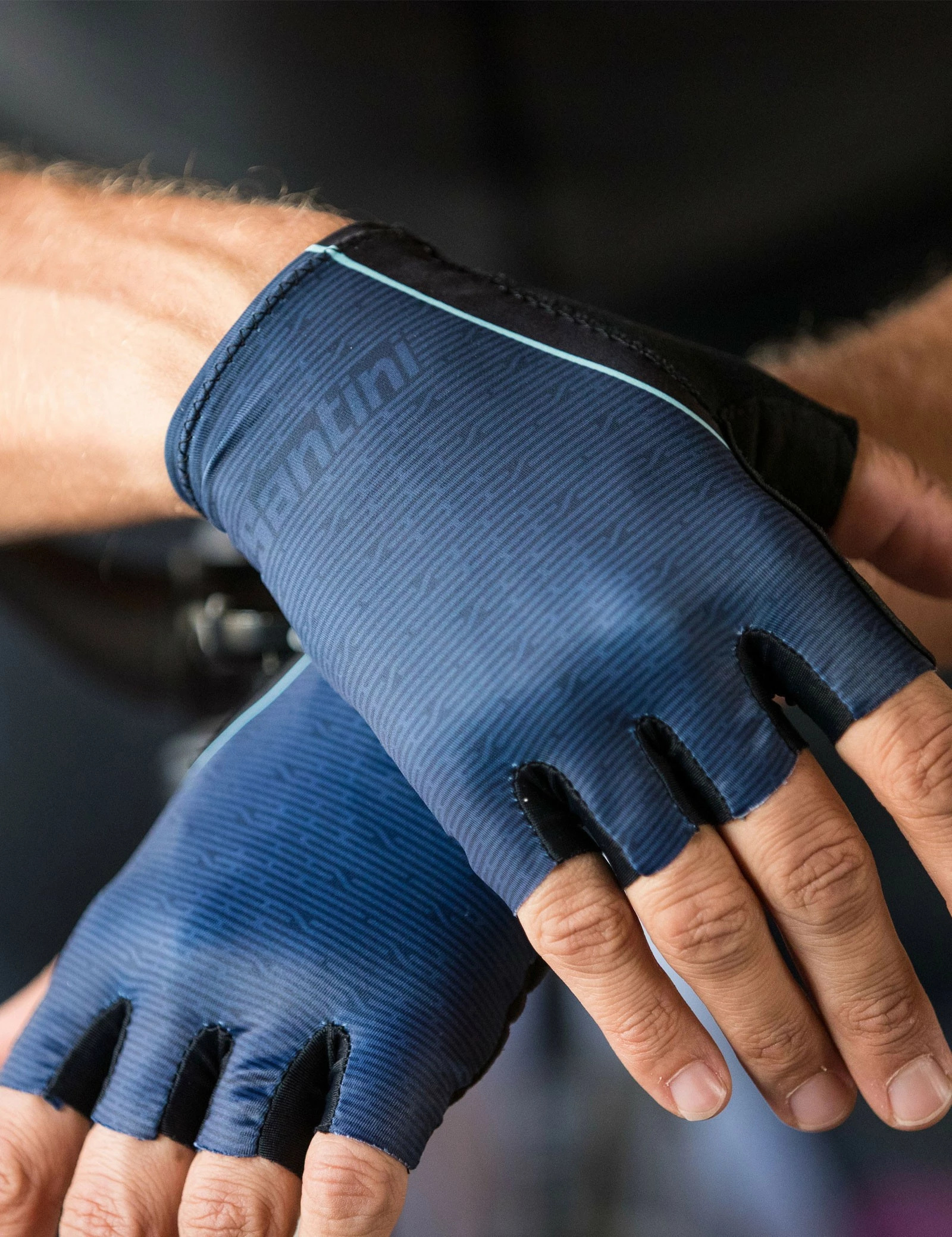 Gants De Vélo Santini Soffio Bleu Marine – Image 2