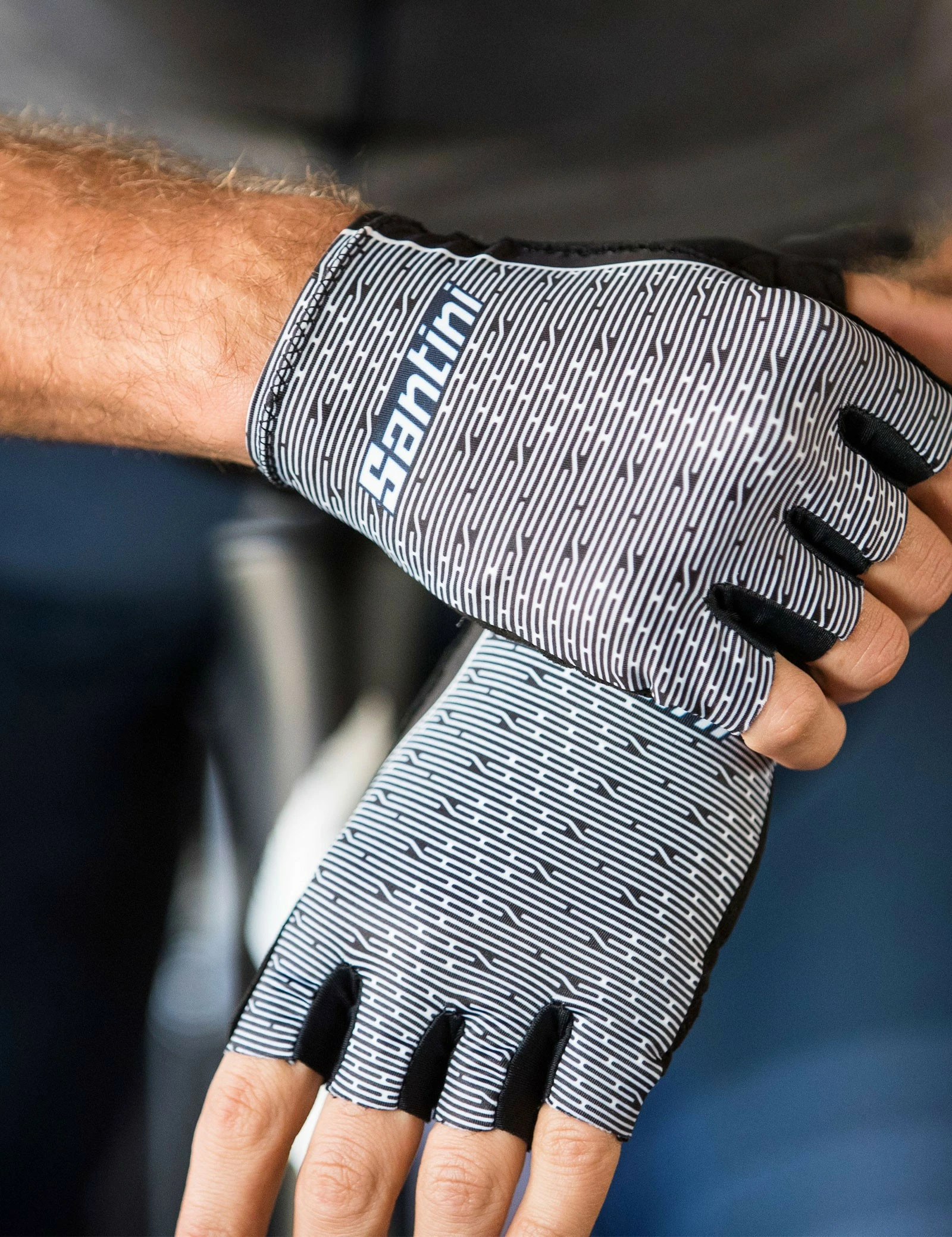 Gants De Vélo Santini Soffio Noir Blanc – Image 2