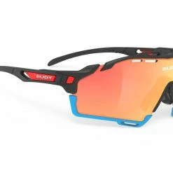 Lunettes Vélo Rudy Project Cutline Noir Mat Multilaser Orange Bumpers Bleus