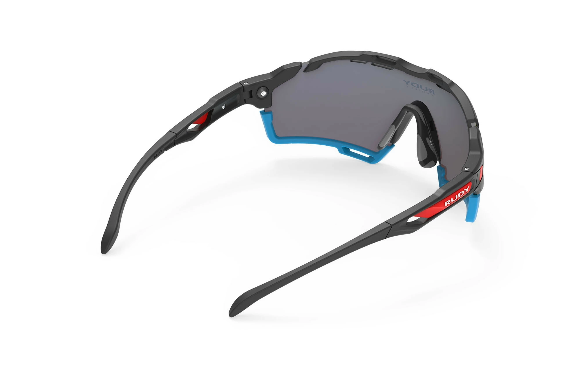 Lunettes Vélo Rudy Project Cutline Noir Mat Multilaser Orange Bumpers Bleus – Image 2