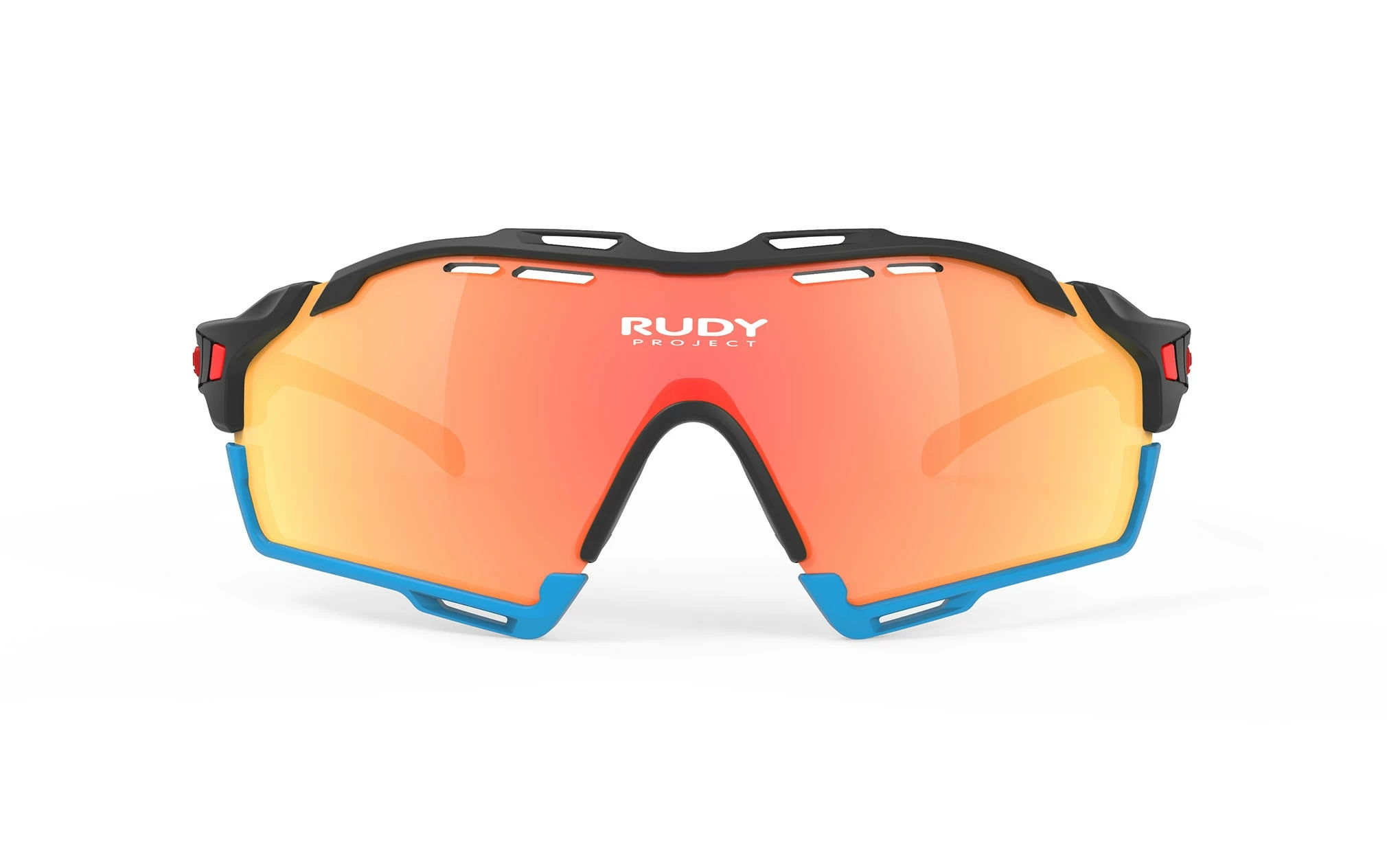 Lunettes Vélo Rudy Project Cutline Noir Mat Multilaser Orange Bumpers Bleus – Image 3