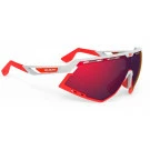 Lunettes Vélo Rudy Project Defender Blanc Brillant Bumpers Rouge Multilaser