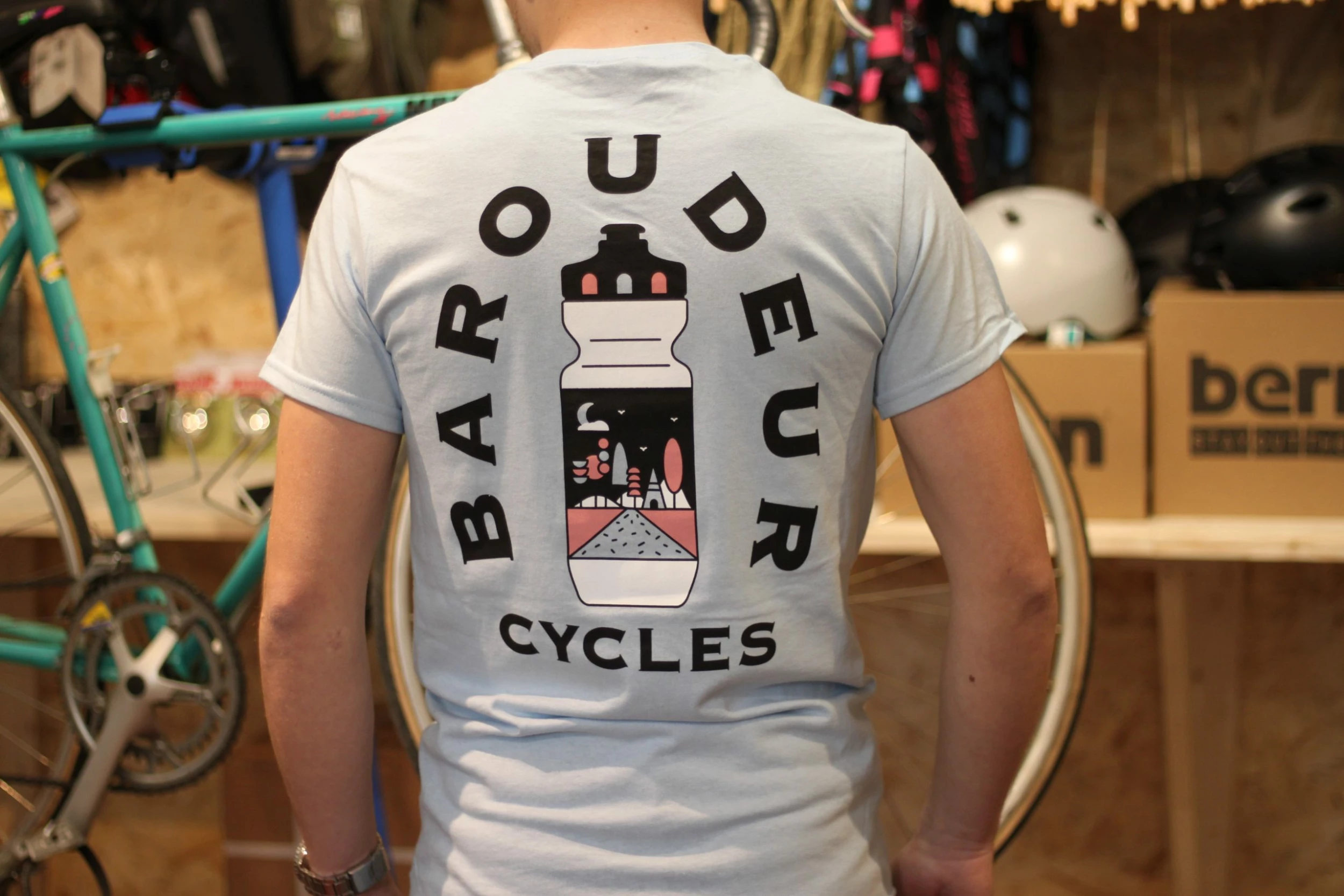 Baroudeur Cycles T-Shirt "Bidon" Bleu
